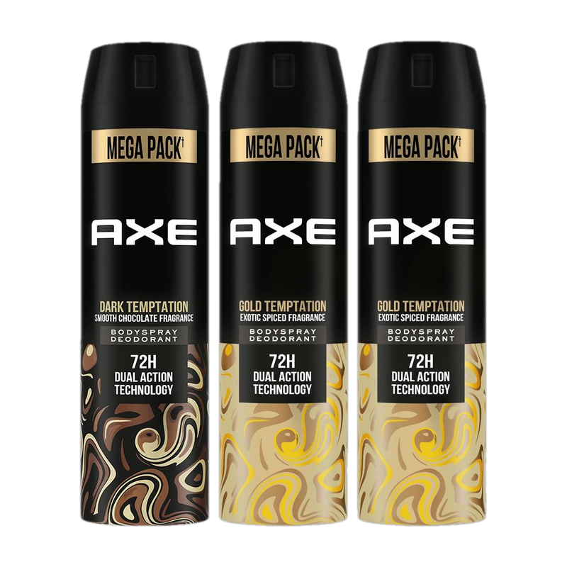 AXE Gold and Dark Temptation Deodorant Spray - For Men(645 ml, Pack of 3)