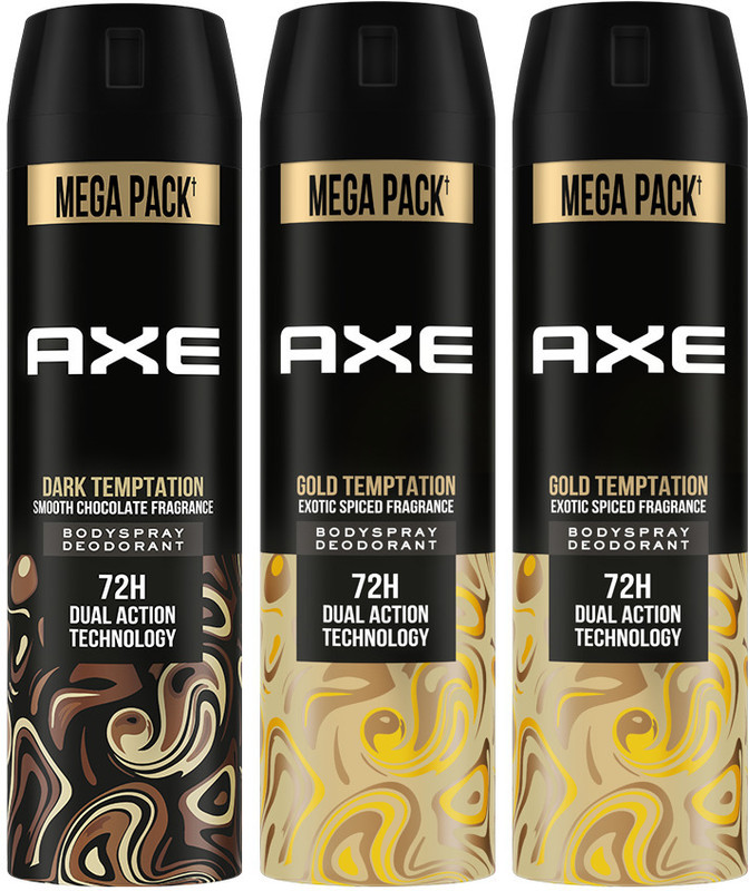 AXE Gold and Dark Temptation Deodorant Spray  -  For Men(645 ml, Pack of 3)