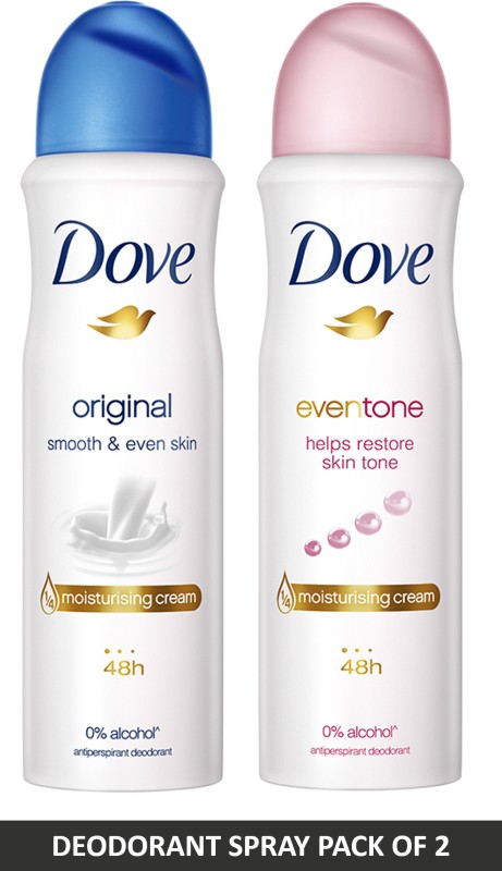 DOVE Original and Eventone Deodorant Spray – For Women  (300 ml, Pack of 2)
