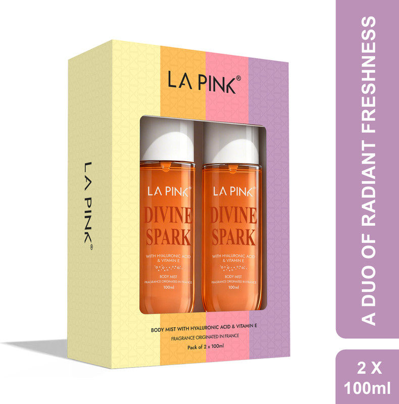 La Pink Divine Spark Perfume Body Mist Vanilla Notes & Long Lasting All Day Freshness Body Mist  -  For Men & Women(200 ml, Pack of 2)