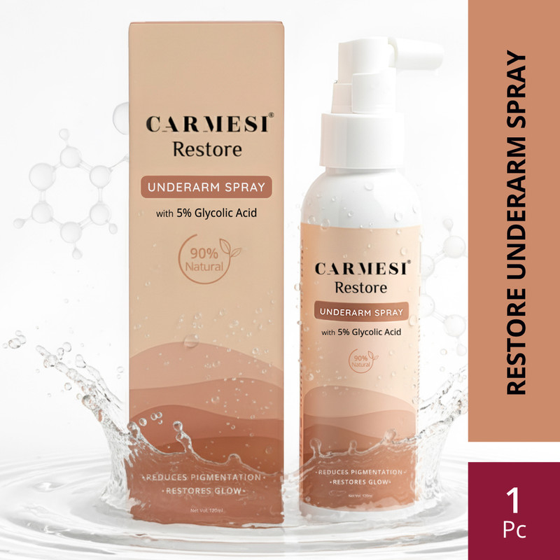 Carmesi Restore Underarm Spray With 5% Glycolic Acid|Reduces Pigmentation& Restores Glow Deodorant Spray - For Women(120 ml)