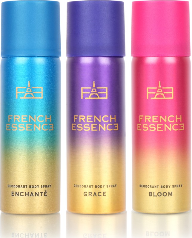 FRENCH ESSENCE Combi Pack of Enchante, Bloom and Grace (50ml Each) Deodorant Spray - For Women(150 ml, Pack of 3)