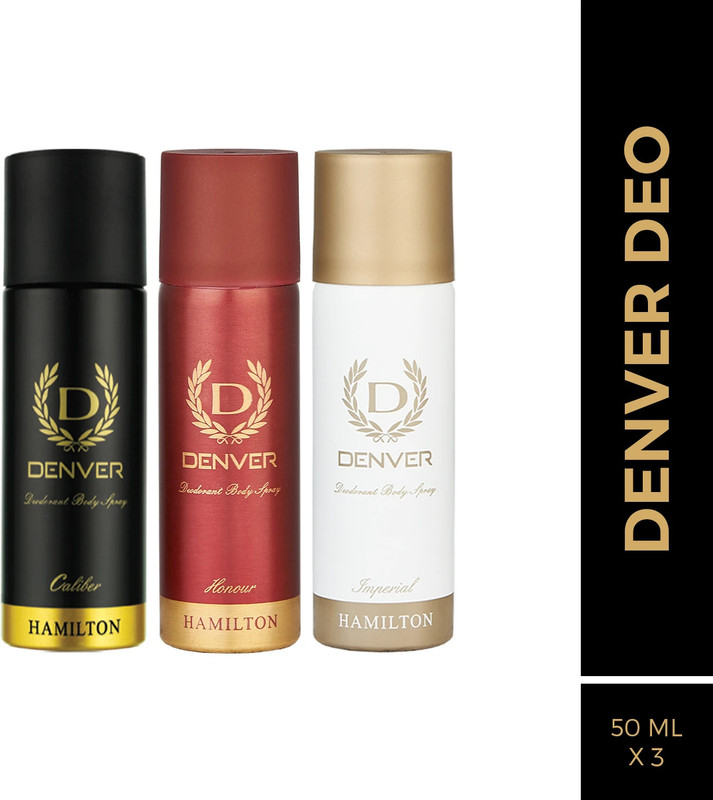 DENVER Caliber,Honour & Imperial Nano Deo | Long Lasting (50ml x 3) Deodorant Spray - For Men(150 ml, Pack of 3)