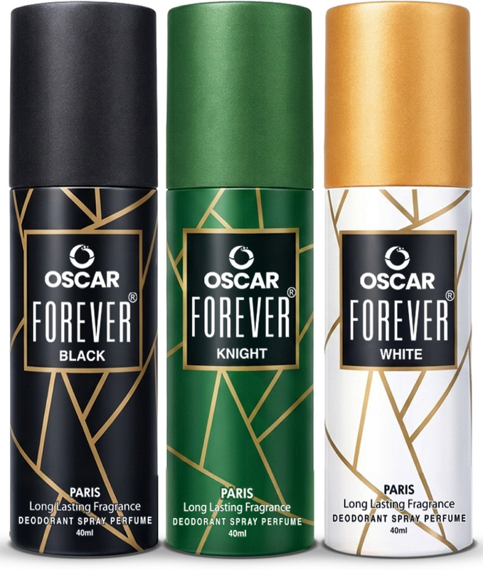 OSCAR Forever White, Black & Knight Unisex Deodorants Body Spray 40ML Each Deodorant Spray  -  For Men & Women(120 ml, Pack of 3)
