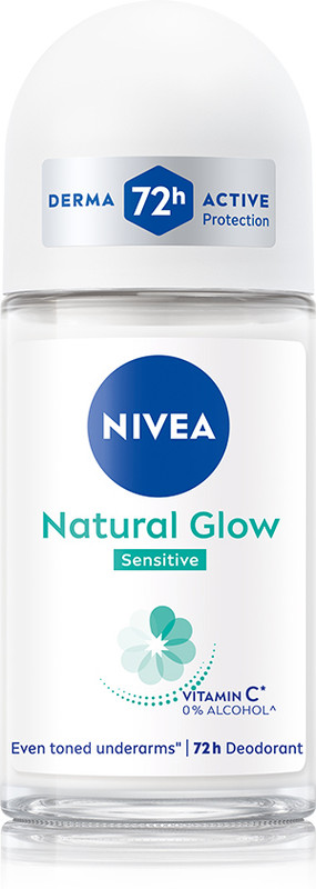 NIVEA Natural Glow Sensitive, Even Toned Underarms, with Vitamin C & 0% Alcohol Deodorant Roll-on  -  For Women(50 ml)