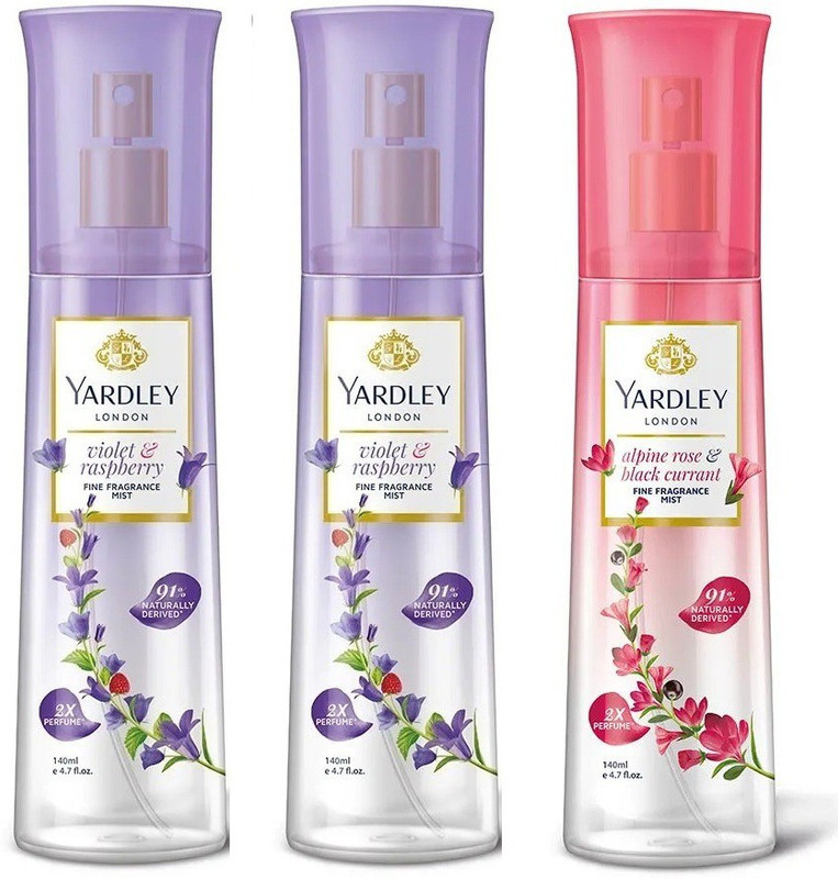 Yardley London Alpine Rose & Black Currant,Magnolia & Grapefruit Body Mist 140ML EACH Body Mist  -  For Men & Women(420 ml, Pack of 3)