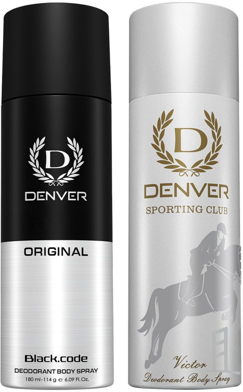DENVER Black Code Original 180 ml Deodorant Spray - For Men(360 ml, Pack of 2)