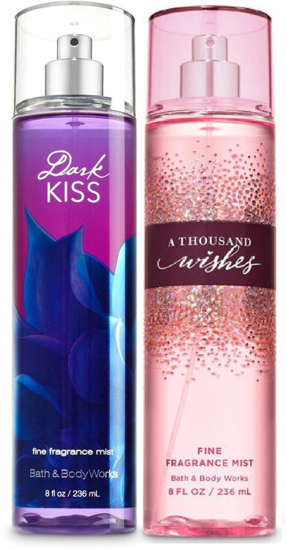 BATH & BODY WORKS Dark Kiss & A Thousand Wishes Fragrance Mist Body Mist  -  For Men & Women(236 ml, Pack of 2)