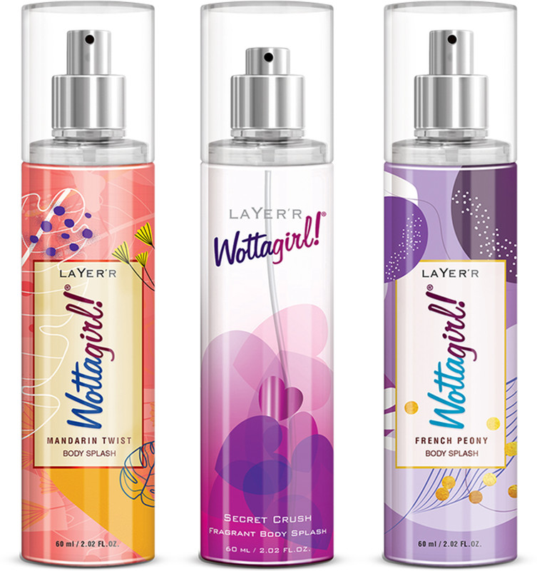 LAYER'R Wottagirl Mandarin Twist 60ml + French 60ml + Secret Crush 60ml Body Spray - For Women(180 ml, Pack of 3)