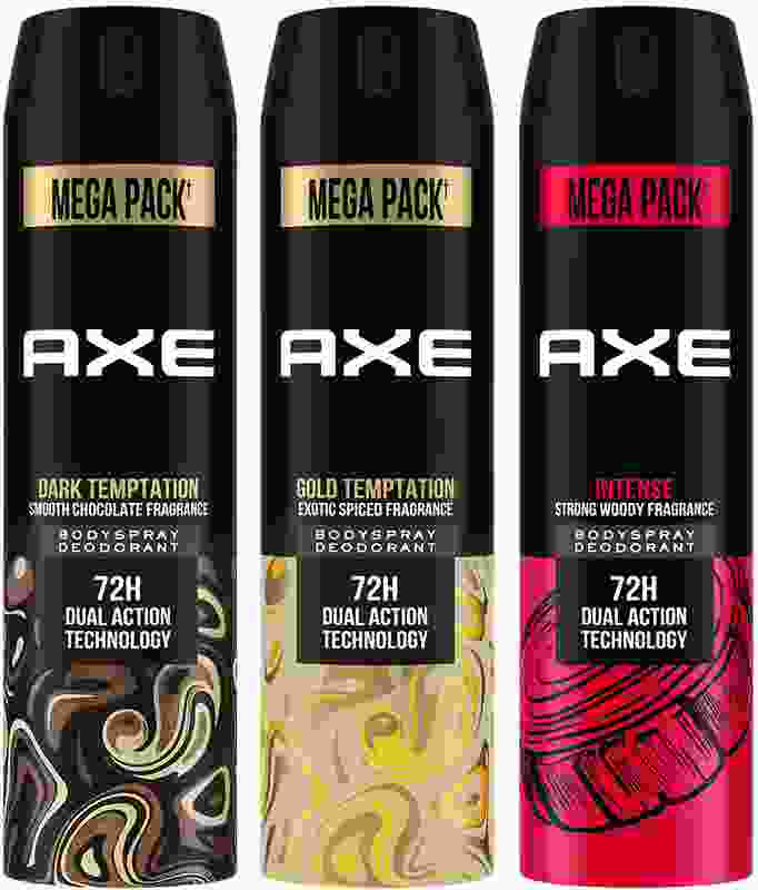 AXE Gold Temptation, Dark Temptation and Intense Deodorant Spray  -  For Men(645 ml, Pack of 3)