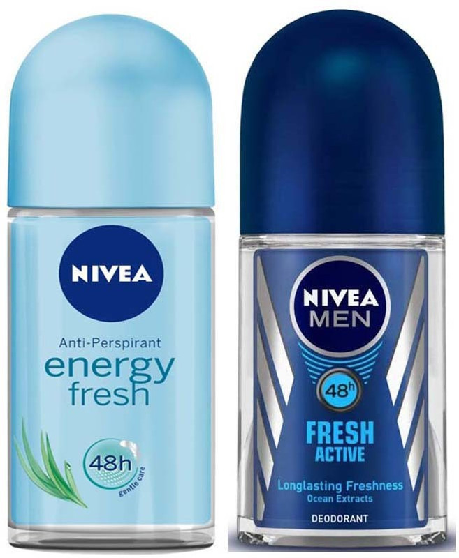 NIVEA Fresh Active & Energy Fresh Deodorant Roll-on – For Men & Women (50 ml, Pack of 2)