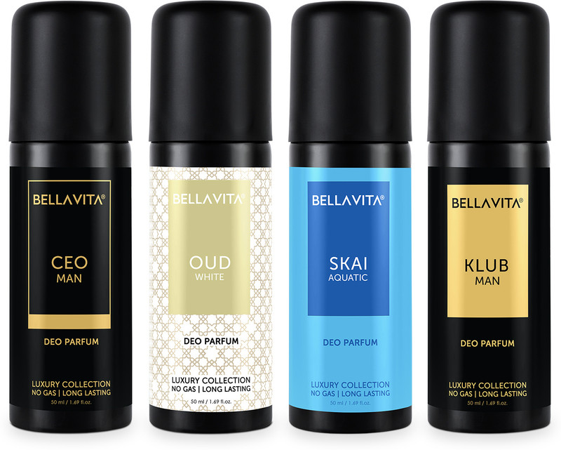 Bellavita organic Deo Parfum Travel-Size Gift Set|4×50 ml (200 ml, Pack of 4)
