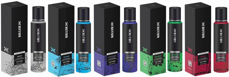 KILLER CYCLONE , WAVE , STORM , MARINE , OCEAN Deodorant Spray  -  For Men(750 ml, Pack of 5)