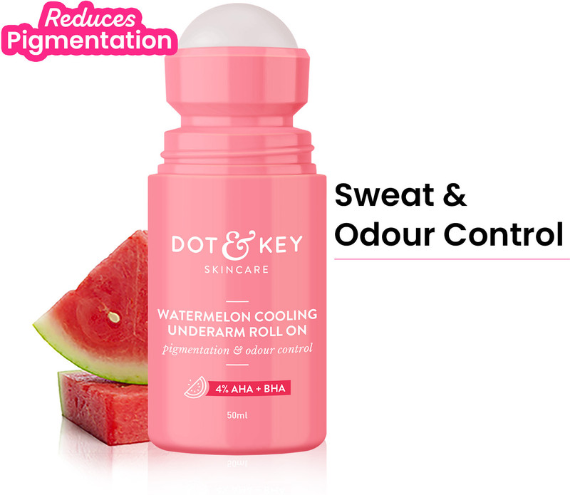 Dot & Key Watermelon Cooling Underarm Roll On,Odour & Sweat Controls ,Smooths Skin Deodorant Roll-on - For Men & Women(50 ml)