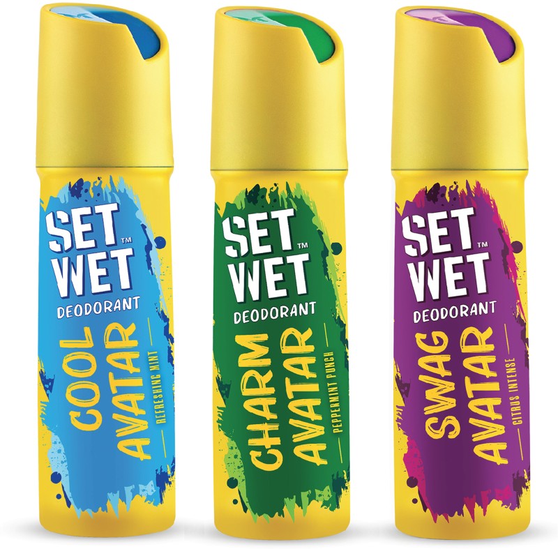 SET WET Cool, Charm and Swag Avatar Deodorant Spray - For Men(450 ml, Pack of 3)