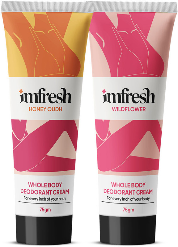 imfresh Wildflower & Honeyoudh, Long-last odour control, Skin Hydration Deodorant Cream - For Women(150 g, Pack of 2)