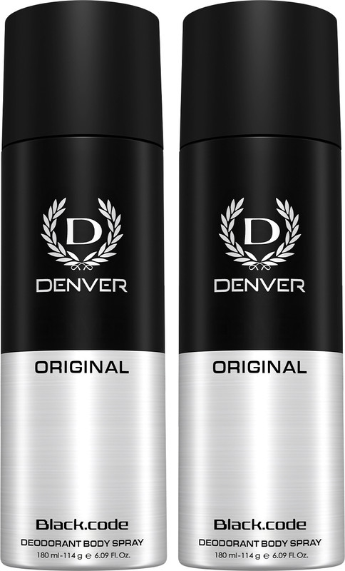 DENVER Black Code Original 180 ml Deodorant Spray  -  For Men(360 ml, Pack of 2)