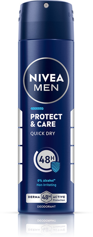 Nivea Men Protect & Care, Non Irritating & Gentle, 48h Protect & 0% Alcohol, Woody Scent Deodorant Spray - For Men(150 ml)