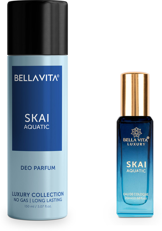 BELLAVITA SKAI Deodorant & Mini Perfume Combo || Musky & Fresh || Long Lasting Fragrance Deodorant Spray - For Men & Women(170 ml, Pack of 2)