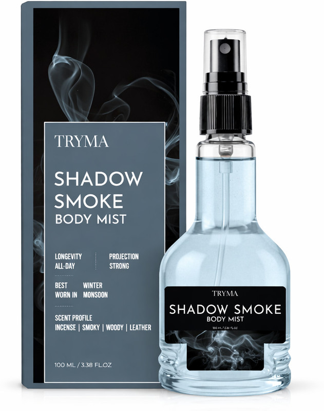 Tryma Shadow Smoke Body Mist | Smoky Woody Incense Fragrance | Bold Dark Perfume Mist Body Mist  -  For Men & Women(100 ml)