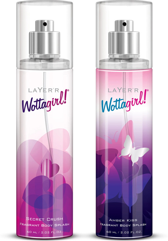 LAYER'R Wottagirl Secret Crush & Amber Kiss Body Splash Long Lasting Fragrance Combo Body Mist - For Women(60 ml, Pack of 2)