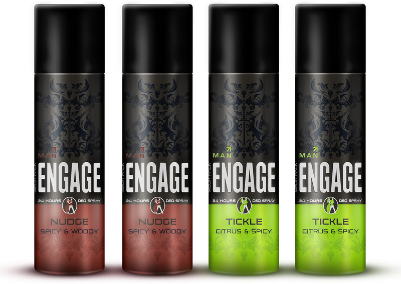 Engage Deo Combo 1 Nudge 220ml and 2 Tickle 220ml, Spicy Fragrance Deodorant Spray - For Men(660 ml, Pack of 3)