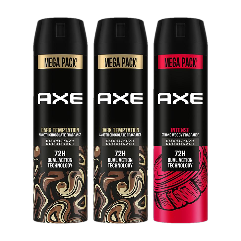 AXE Dark Temptation and Intense Deodorant Spray - For Men(645 ml, Pack of 3)