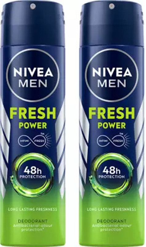 NIVEA Fresh Power Deo Spray, 48h Derma Odour Protection with Citrus, Musk, Spice Body Spray  -  For Men(300 ml, Pack of 2)