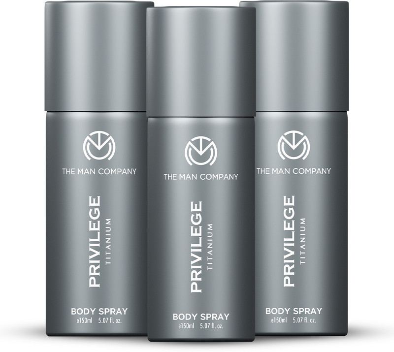 THE MAN COMPANY Privilege Hero, Titanium & Champion | Long-Lasting Deodorant Spray - For Men(450 ml, Pack of 3)