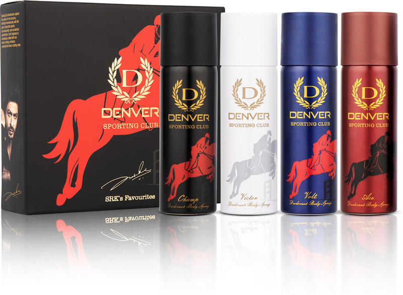 DENVER SRK's Favourite Sporting Club Nano Deo | Long lasting Deodorant Spray (50ml x 4) Deodorant Spray - For Men(200 ml, Pack of 4)