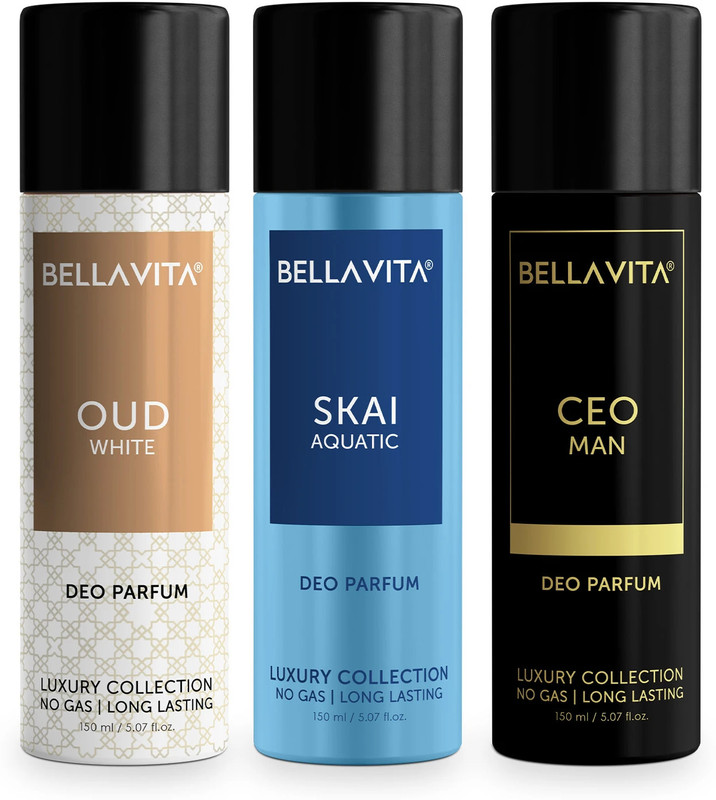 BELLAVITA Deo Men's Body Parfum Combo|Long Lasting, No Gas Deodorant| Deodorant Spray - For Men(150 ml, Pack of 3)