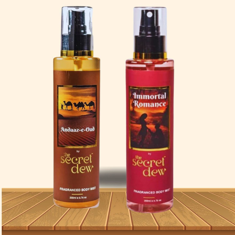 The Secret Dew Immoral Romance & Andaz-e-Oud Body Perfume Spray For Women Body Mist  -  For Men & Women(200 ml, Pack of 2)