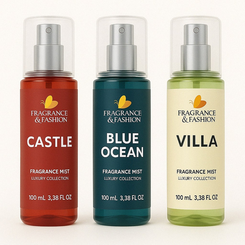 Fragrance & Fashion FNF Villa, Blue Ocean And Castle Body Mist of 100 Ml Body Mist  -  For Men & Women(300 ml, Pack of 3)