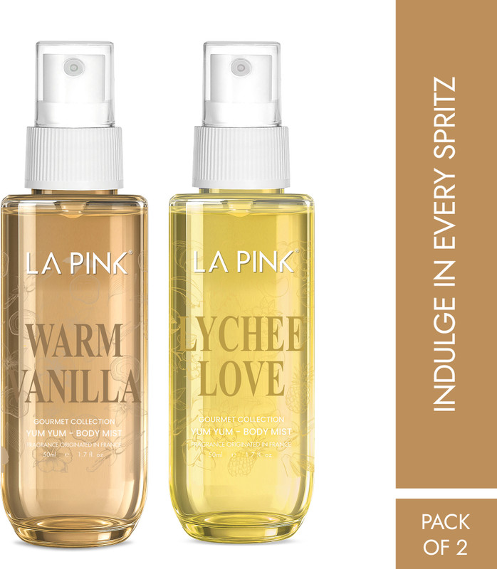 La Pink Warm Vanilla & Lychee Love Perfume Body Mist Long Lasting (2 x 50ml) Body Mist - For Men & Women(100 ml, Pack of 2)