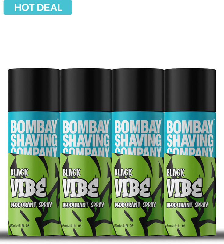 BOMBAY SHAVING COMPANY Black Vibe 150ml x 4 Combo Deodorant Spray  -  For Men(600 ml, Pack of 4)