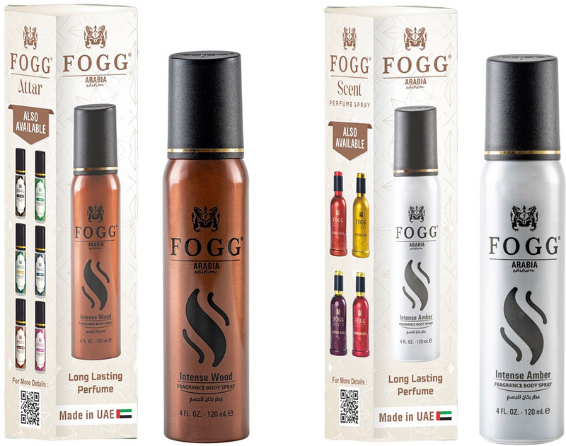 Fogg Arabia Intense Wood + Intense Amber pack of 2 -240ml Perfume Body Spray - For Men & Women(240 ml, Pack of 2)