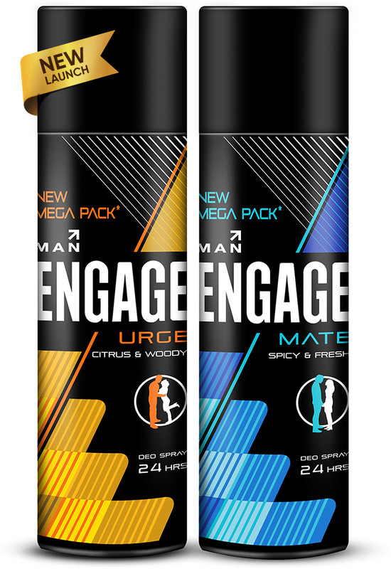 Engage Urge & Mate Mega Pack Deo Combo for Men 220ml x2, Long Lasting Deo Spray Deodorant Spray - For Men(440 ml, Pack of 2)