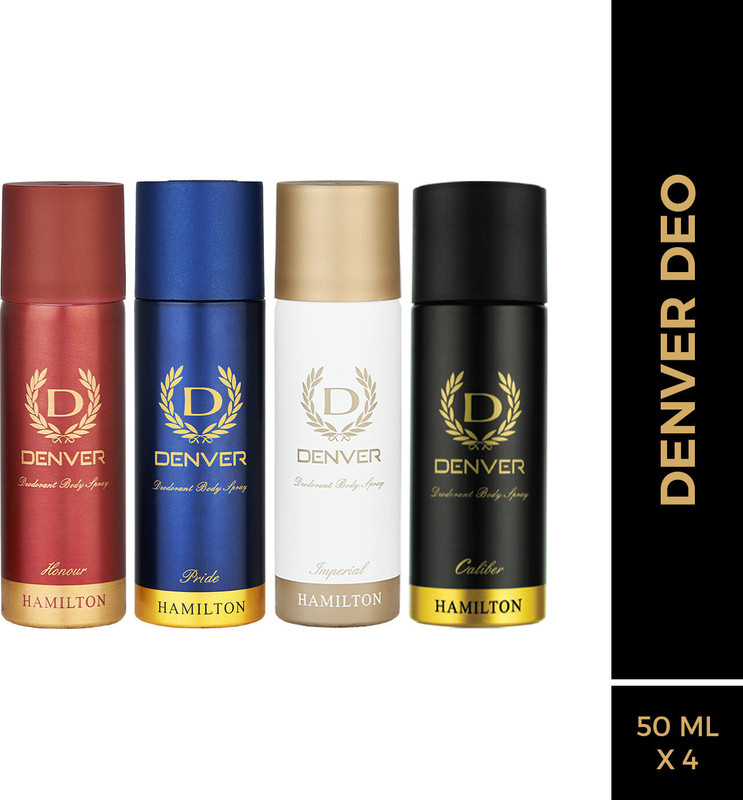 DENVER Pride, Caliber, Imperial & Honour Nano Deodorant Spray  -  For Men(200 ml, Pack of 4)