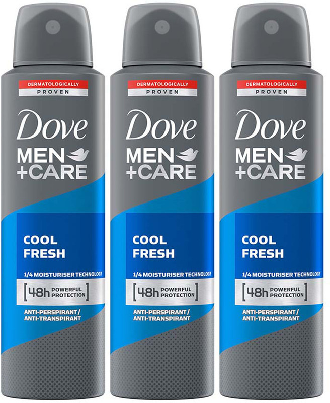 DOVE Men+Care Cool Fresh Dry Spray Antiperspirant Deodorant (Pack of 3) Deodorant Spray - For Men(450 ml, Pack of 3)