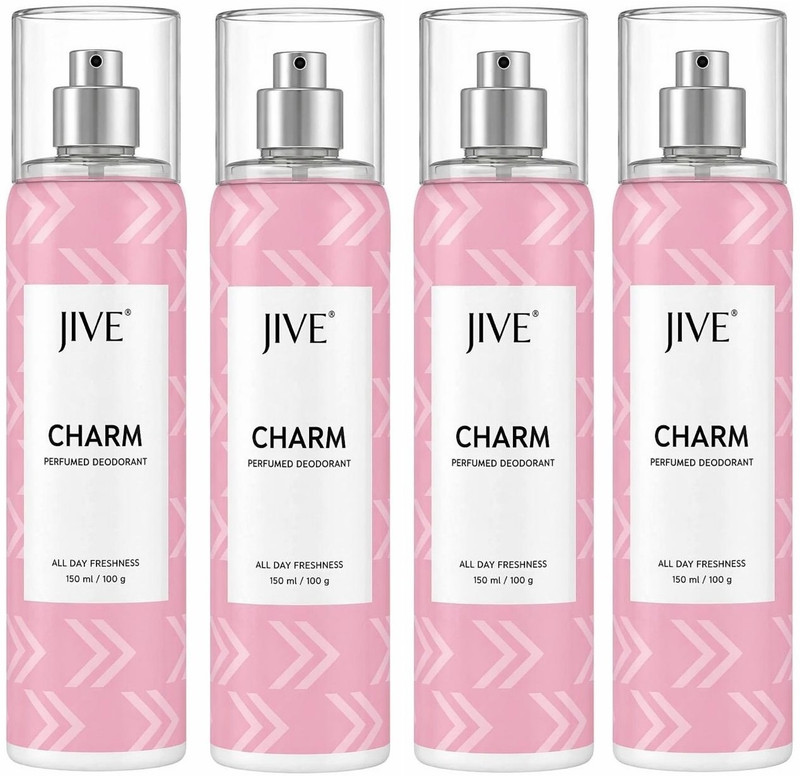 JIVE spell deodorant 400ml pack of 4 Body Mist  -  For Men & Women(400 ml, Pack of 4)