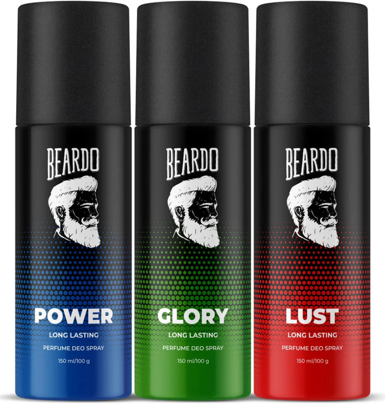 BEARDO Power, Lust & Glory Body Spray | Long Lasting Deo Deodorant Deodorant Spray  -  For Men(450 ml, Pack of 3)