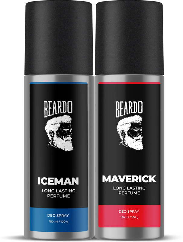 BEARDO Long Lasting Deo Sprays Combo for Men | Iceman 150ml & Maverick 150ml Deodorant Spray  -  For Men(150 ml, Pack of 2)