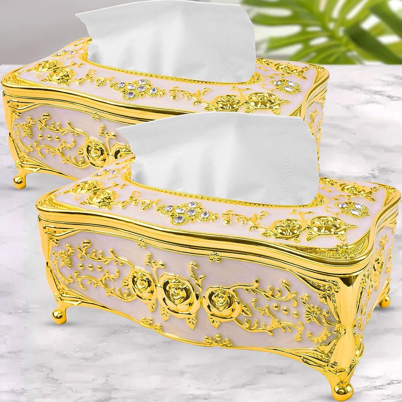 BIRZAR 1 Rose Tissue Box Cover for Bedroom,Office,Home,Travel,Restaurant Tissue Box European Paper Rack Office Table Home Hotel Car Case Holder Paper Dispenser
