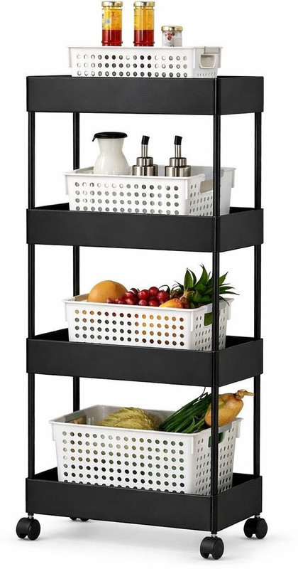 Cantus Black Plastic Kitchen Trolley(DIY(Do-It-Yourself))