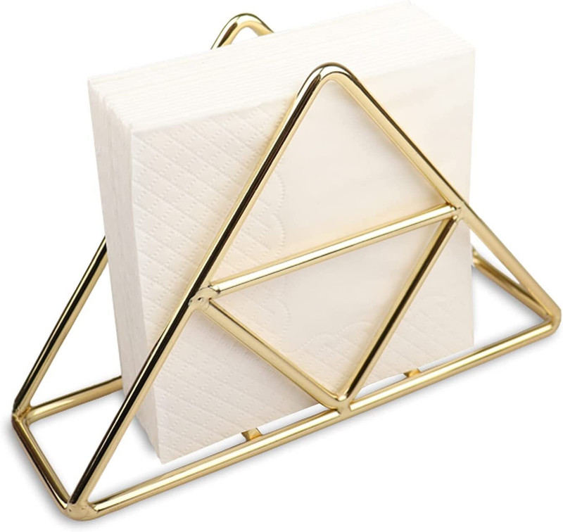 KKMARTSTORE Gold Geometric Metal Tissue Holder | Modern Napkin Stand for Dining Table Foil Holder