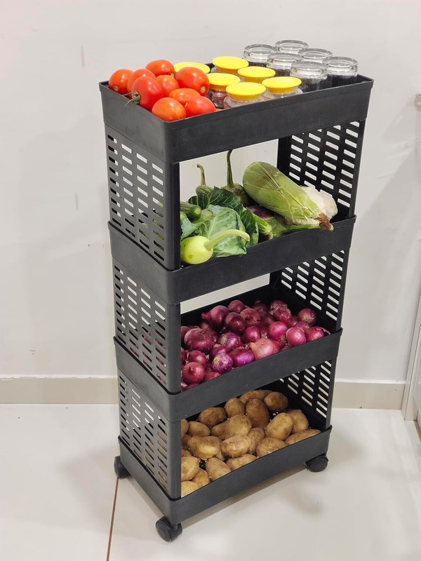 Jelco 4 Layer-Tier Plastic Modular Vegetable Trolley Plastic Kitchen Trolley(DIY(Do-It-Yourself))