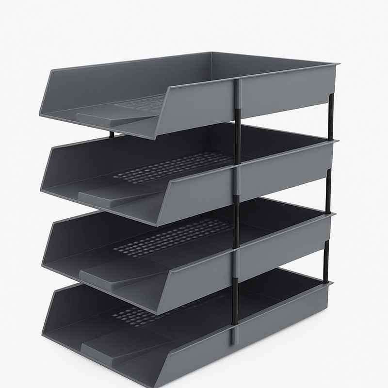 Shivom 4 Compartments plastic Document File Tray Organizer / Office Desk Paper Holder / Multi-Tier Plastic File Rack for Home & Office(Grey)