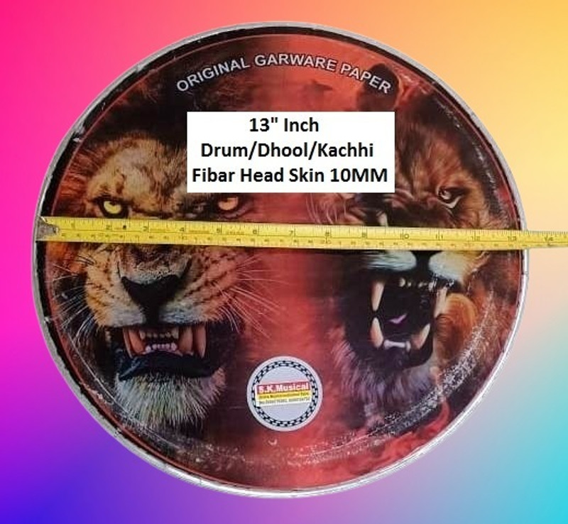 SK Musical Drum/Dhool/Kacchi Fibar Head Skin 13 INCH Original Garaware Fibar Chokar Ring Dhol Head Skin(Multicolor)