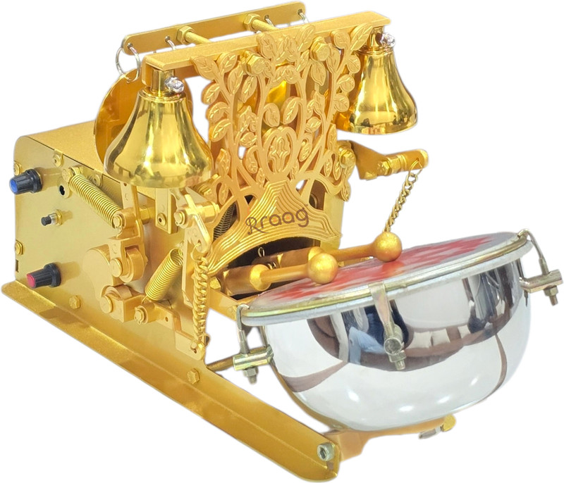 RRAAG Automatic Aarti Machine With Shankh, Mayur, Birds & 15 Mantra Plain (RAM) Nut & Bolts Dholak(Gold)