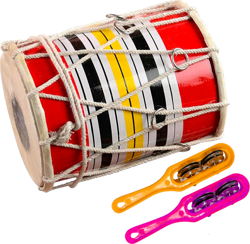 Mayur Musical Musical Instrument Tasha Drum Tambourine Dafli Kartal Majira Nut & Bolts Dholak(White)